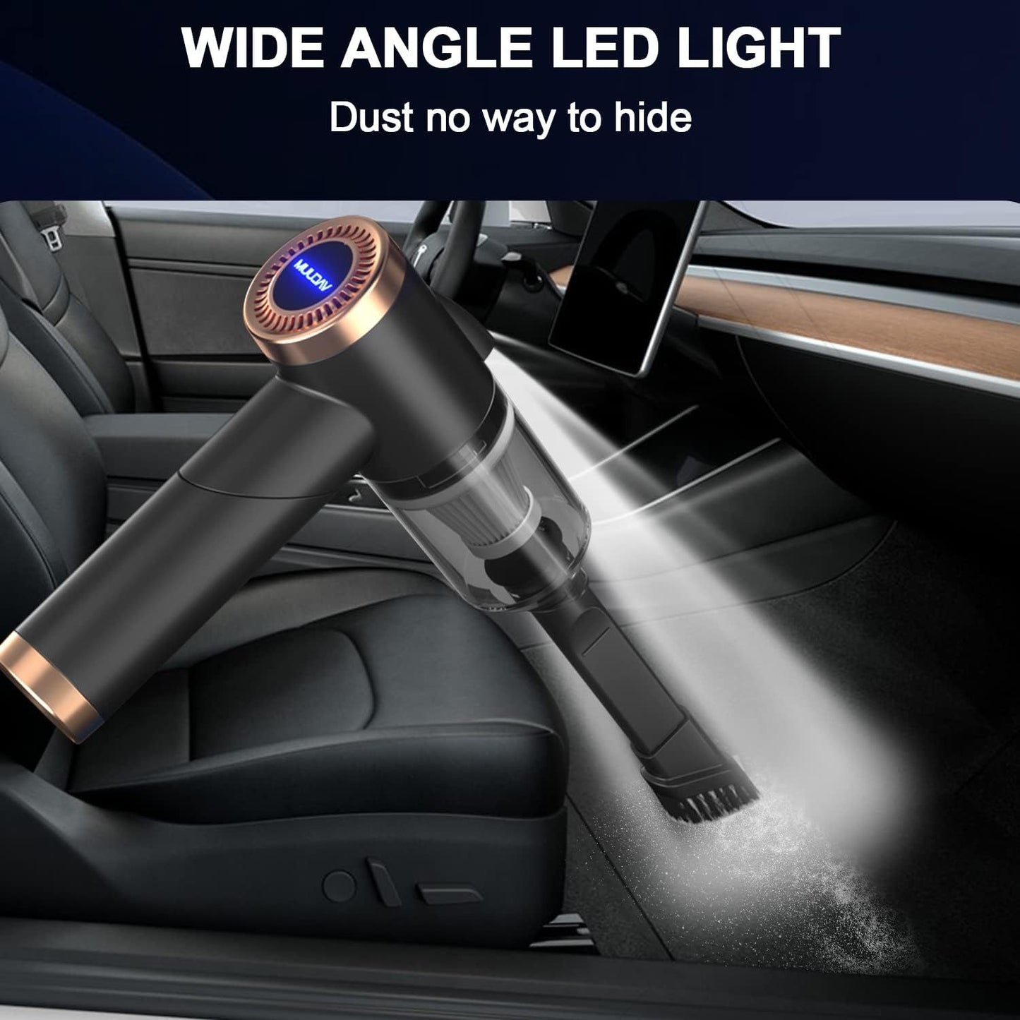 Portable Car Vacuum Cleaner – High Power, Cordless, Rechargeable, with Attachments for Car Interior Cleaning