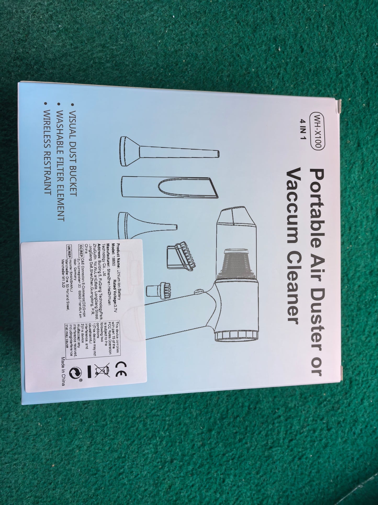 Portable Car Vacuum Cleaner – High Power, Cordless, Rechargeable, with Attachments for Car Interior Cleaning